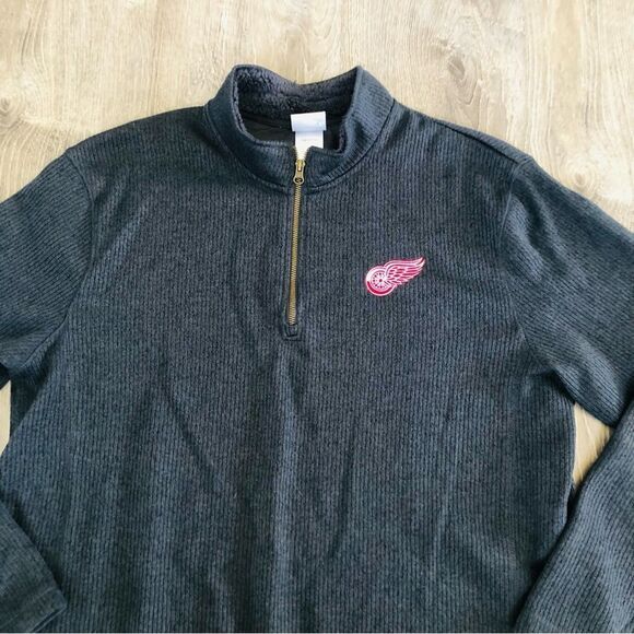 Detroit Red Wings NHL Hockey 1/4 Zip Long Sleeve Gray Thermal Sweater Mens XL - Picture 2 of 10